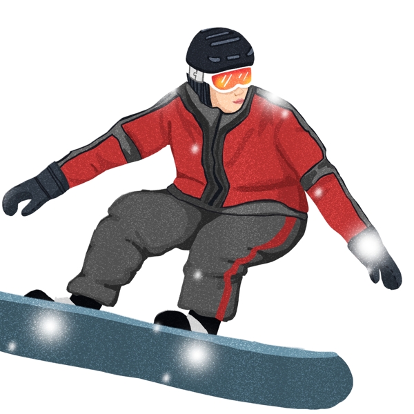 冬季户外滑雪的男人手绘设计