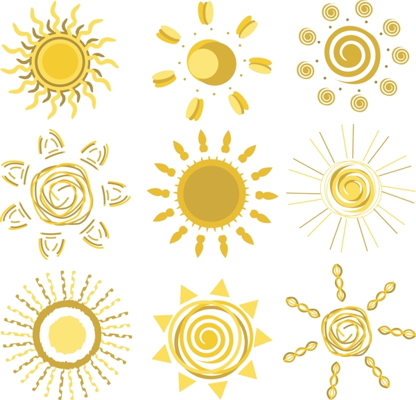 各式太陽圖案矢量圖