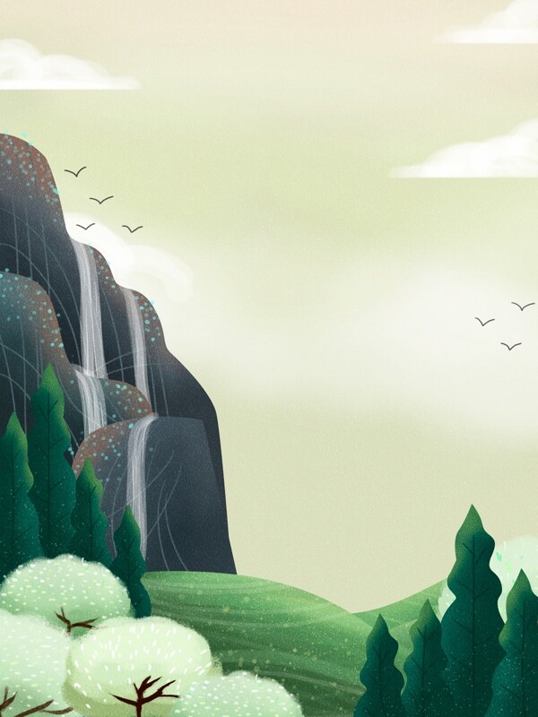大气简约春天景色插画背景