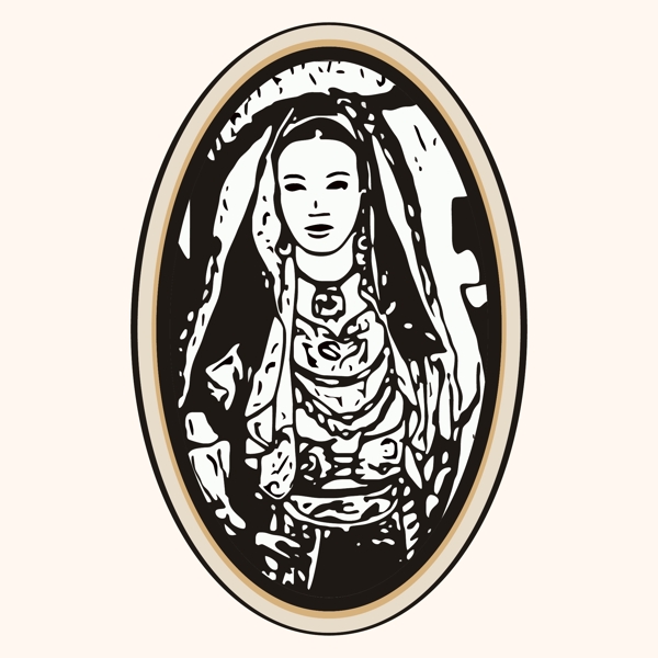 印花矢量圖T恤圖案人物女人色彩免費(fèi)素材