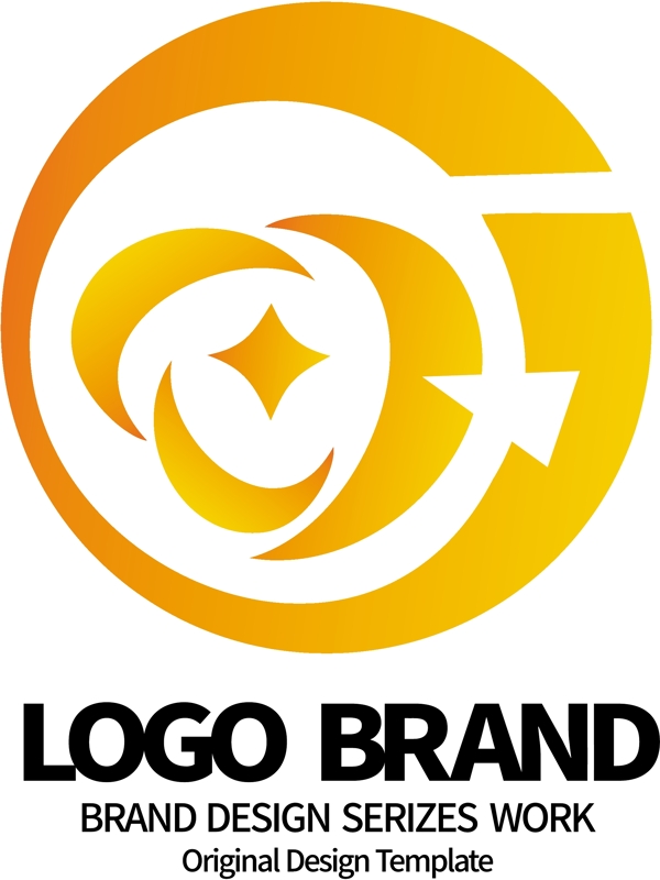 原创红黄线条C字母公司LOGO标志设计
