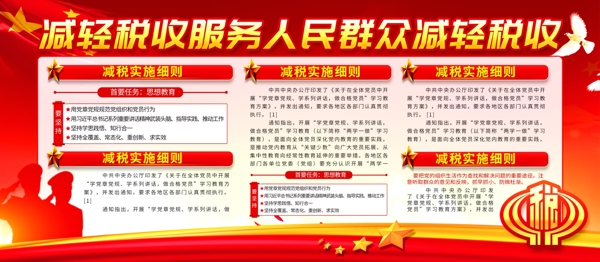 簡(jiǎn)約黨建風(fēng)減稅內(nèi)容宣傳展板psd