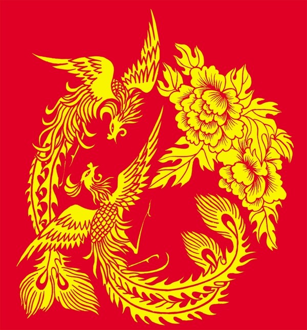 雙鳳牡丹圖片