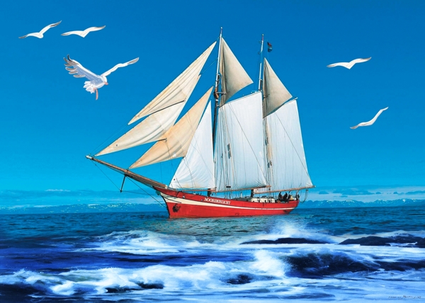 帆船油画图片