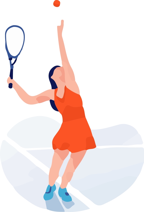 网球运动女子动态矢量免扣