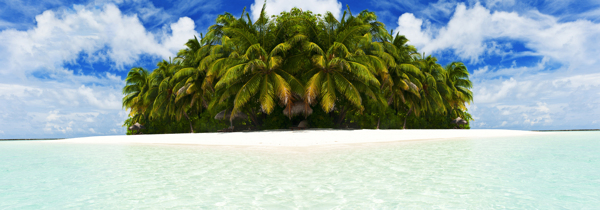 美丽椰树小岛风景