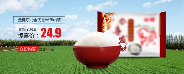 淘寶全屏海報東北大米