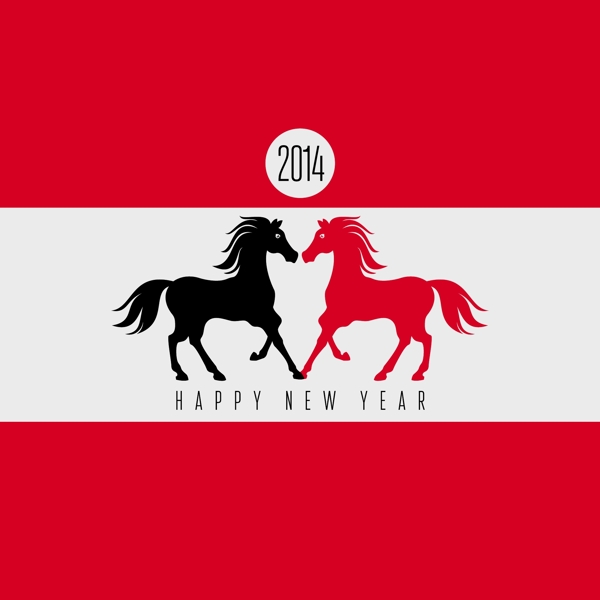 2014雙馬新年海報矢量素材