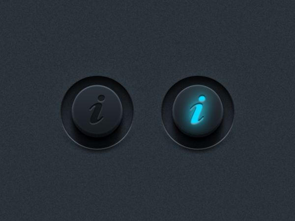 2圆滑的黑色圆形信息按钮设置PSD