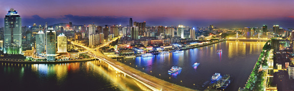 武汉长江大桥二桥夜景全景图片