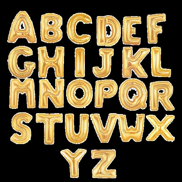 26个金色气球字母元素图案