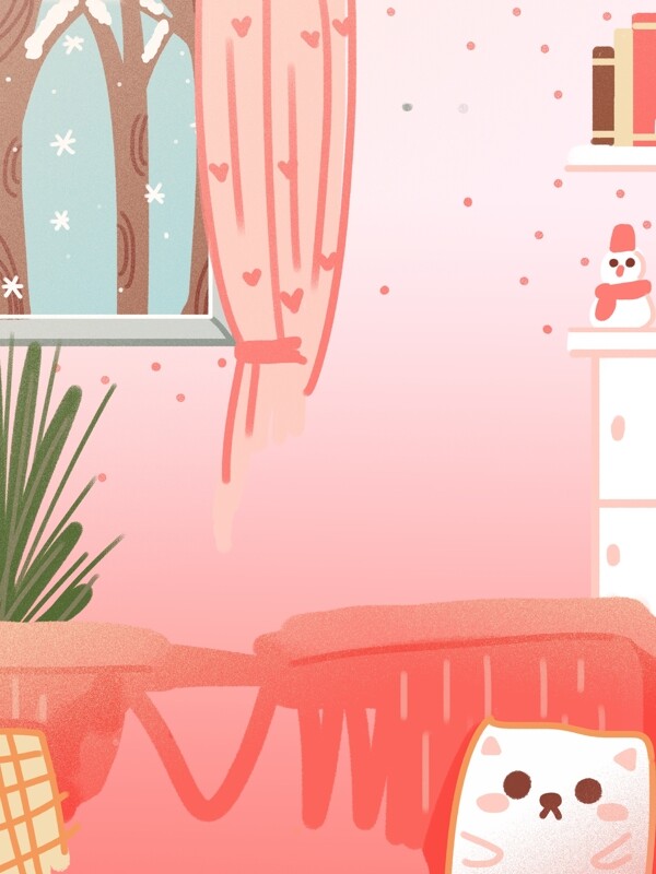 冬季粉色家居背景设计