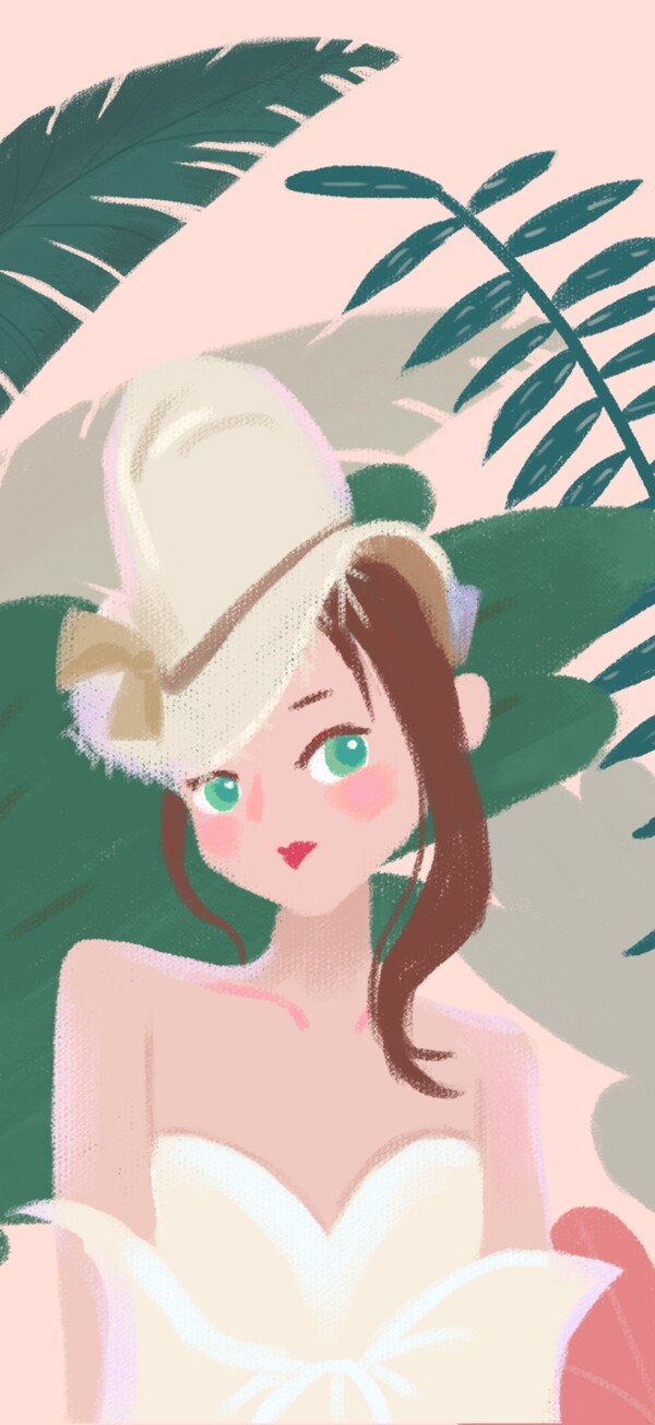 漂亮女孩時(shí)尚手繪插畫