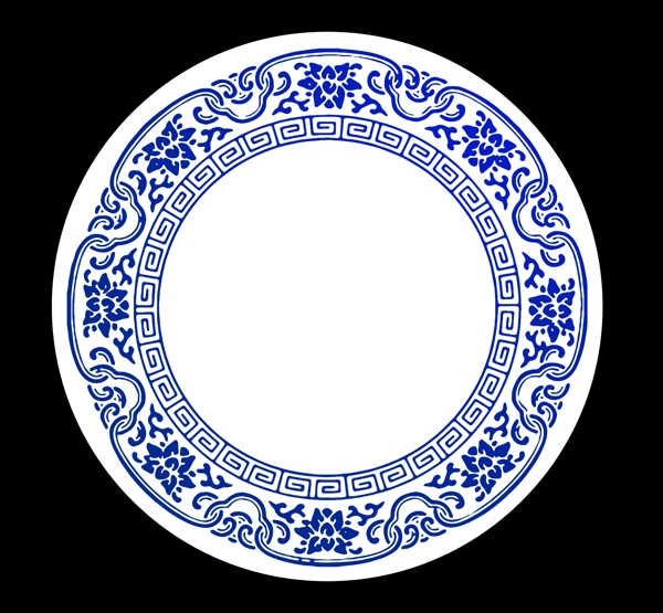 高清透明青花瓷盘子中国风花纹图片