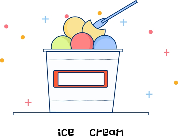 卡通可爱简约矢量美食食物零食冰淇淋甜品