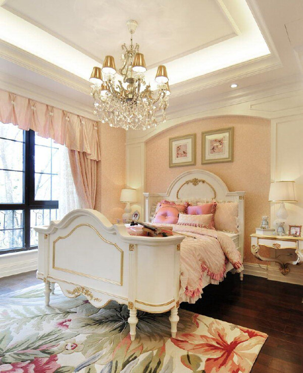 粉色系卧室效果图