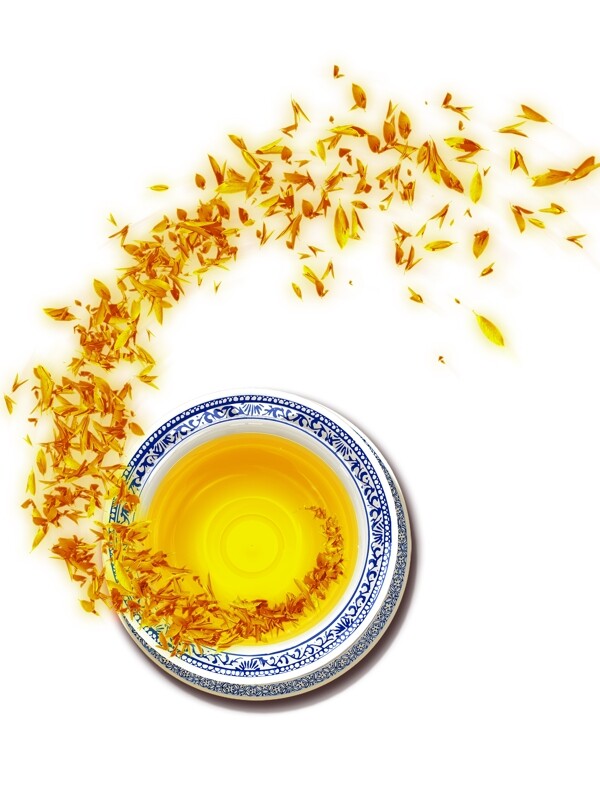 青花紅茶單層摳圖圖片