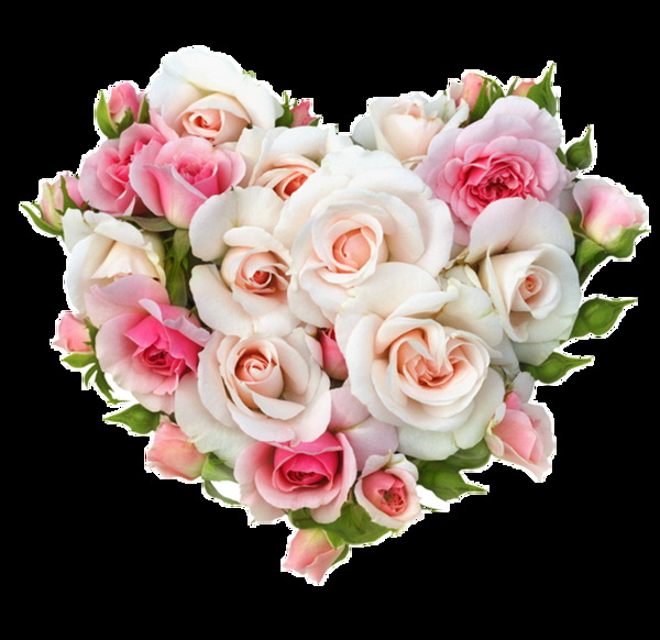 粉色浪漫心形花朵装饰素材