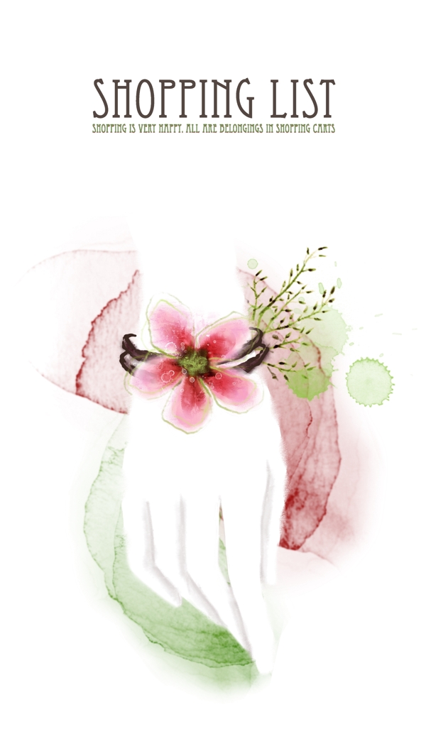 女士手腕上的粉色花朵插畫