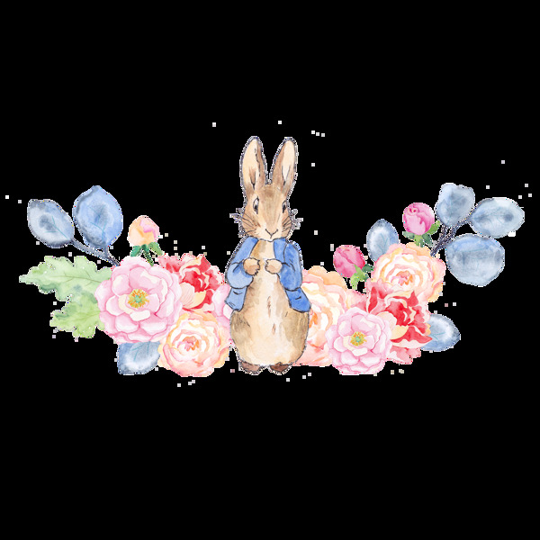 蓝衣兔子卡通透明素材