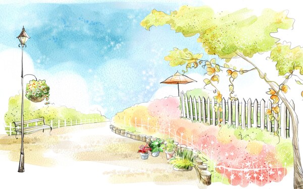 浪漫都市風(fēng)景韓國插畫