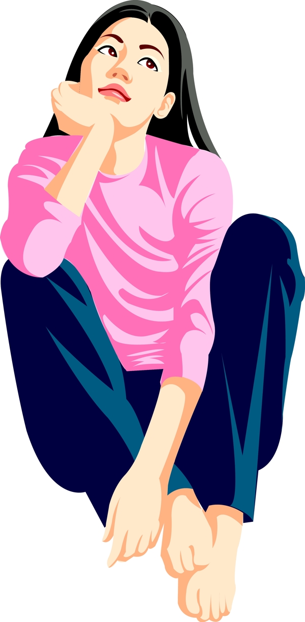 矢量時尚女性人物圖片