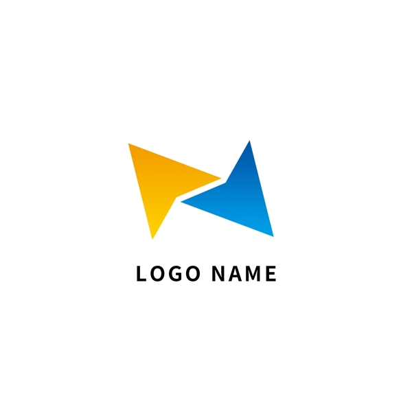 蓝色黄色箭头几何商务企业大气logo