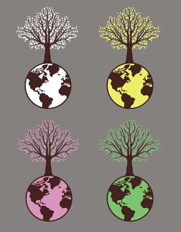 环境保护地球与树矢量图