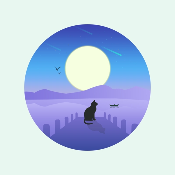 月色風(fēng)光原創(chuàng)插畫