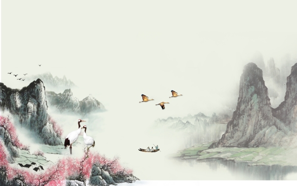 水墨山水背景墻