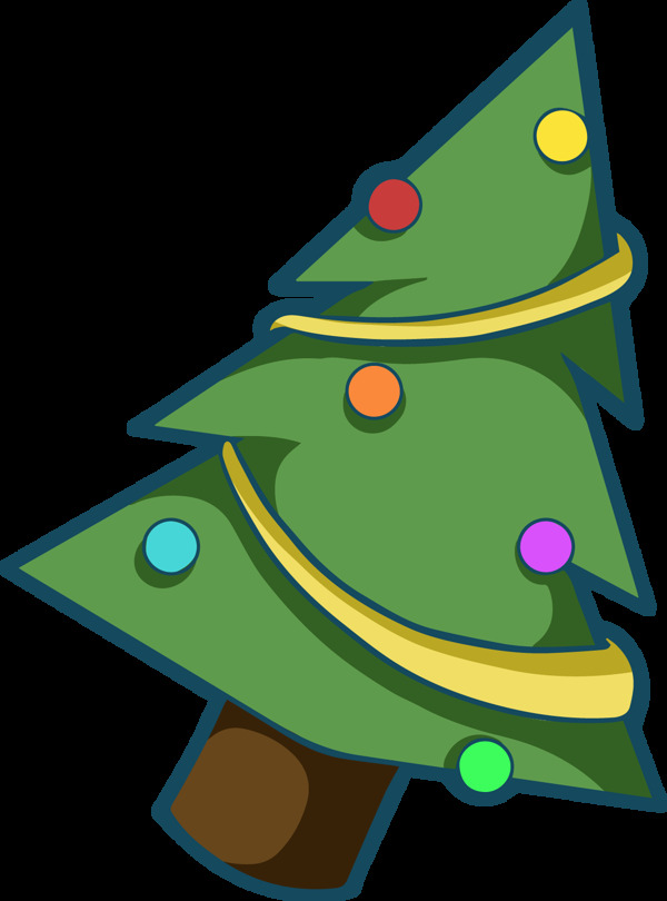 卡通倾斜圣诞树PNG元素