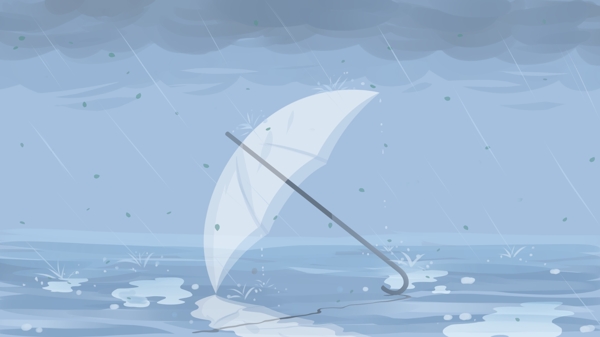 落地的雨傘小清新背景