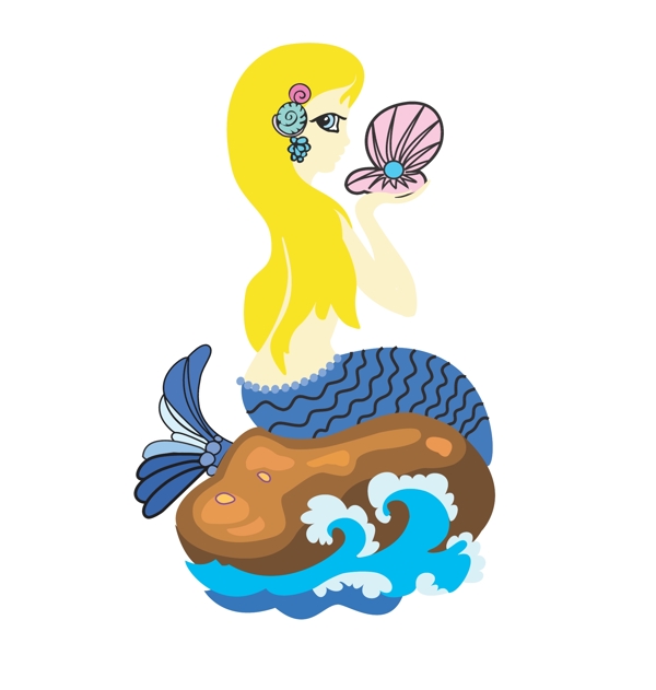 美人魚卡通矢量圖