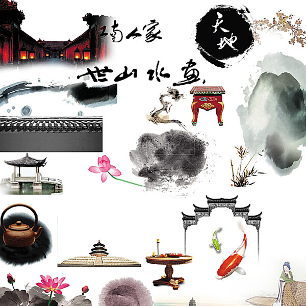 水墨画素材中国风图片