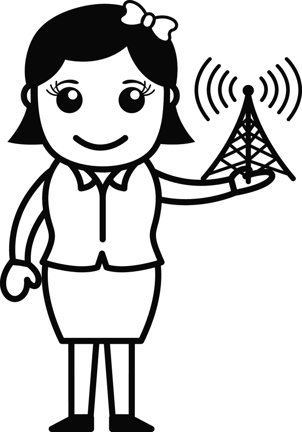 隨著互聯(lián)網(wǎng)的信號(hào)塔的女孩