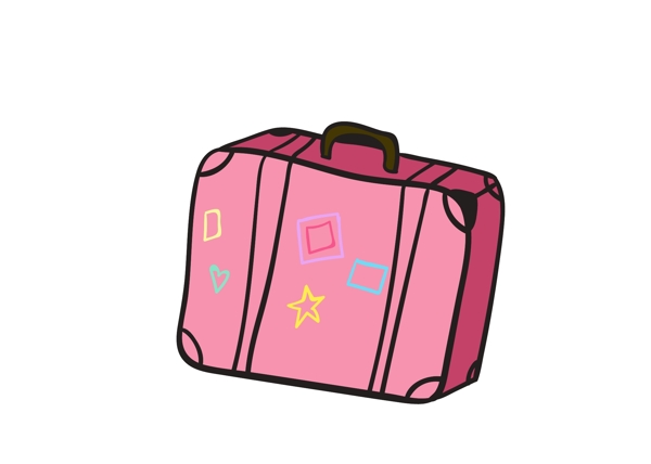 可爱矢量粉色手提箱