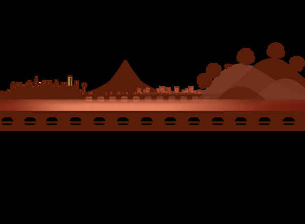 红色立交桥城市剪影png元素