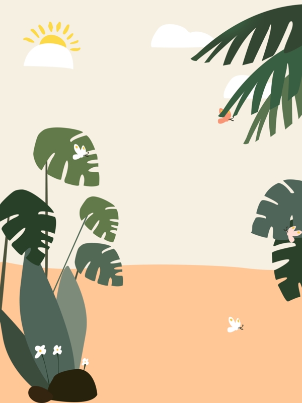 純?cè)瓌?chuàng)綠植蝴蝶背景