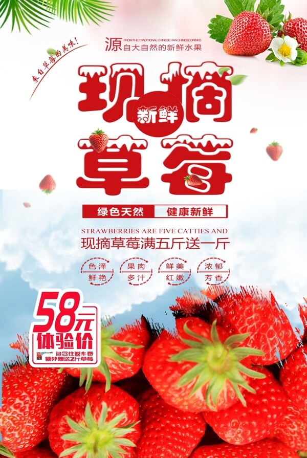 草莓水果海报设计.psd