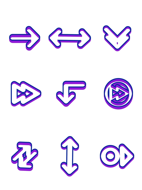 箭头图标符号简洁镂空图案矢量可商用元素