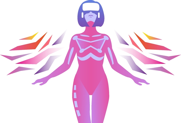 簡約創(chuàng)意女性VR矢量圖