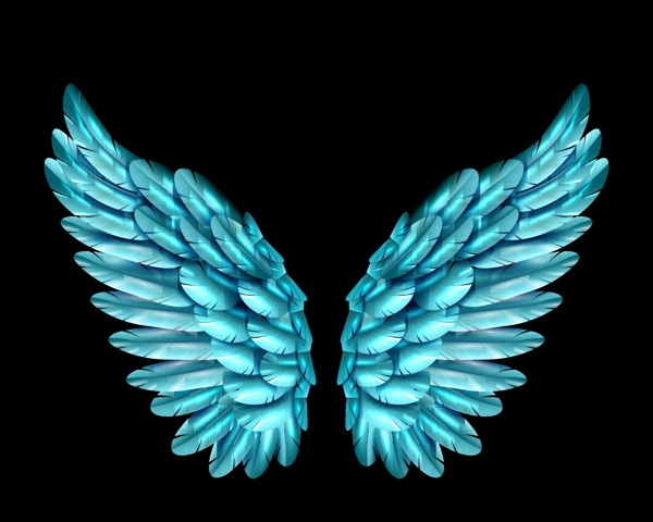青色质感翅膀插画素材