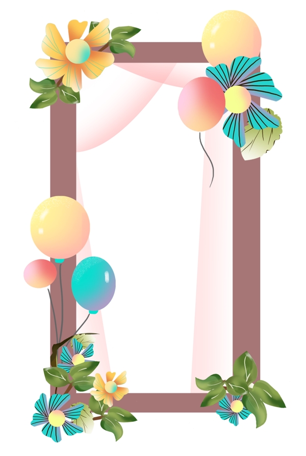 長方形立體邊框插畫