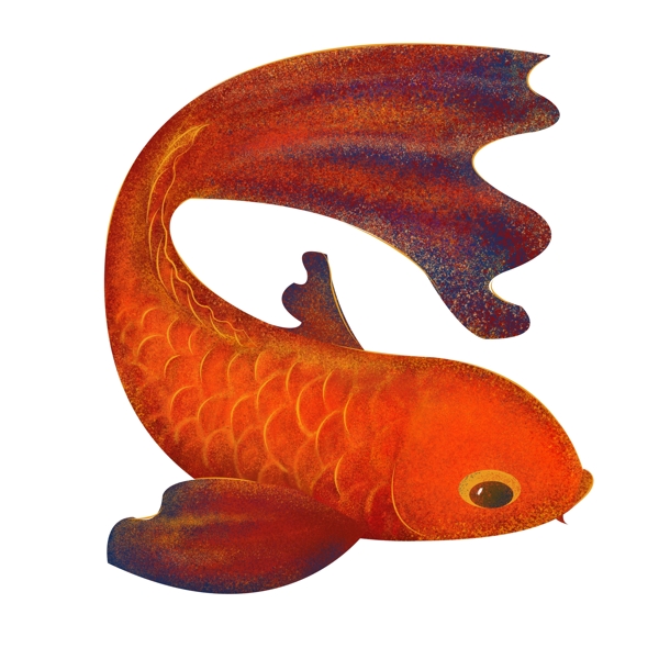 手绘质感红鲤鱼设计元素