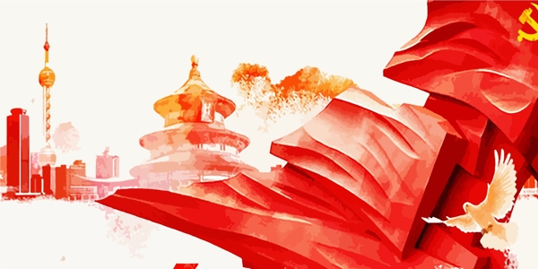 黨建背景彩繪素材紅色