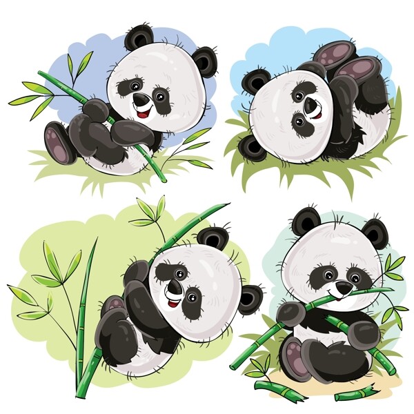 可爱熊猫和竹子图片
