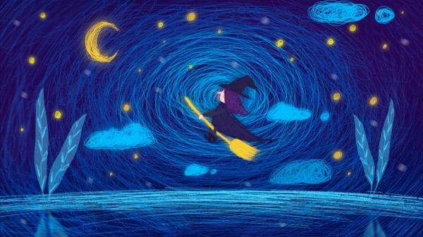 治愈星空簡(jiǎn)約線圈插畫(huà)