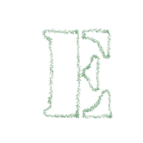 手绘设计树叶造型字母F