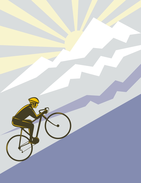 骑自行车的人骑着自行车上山