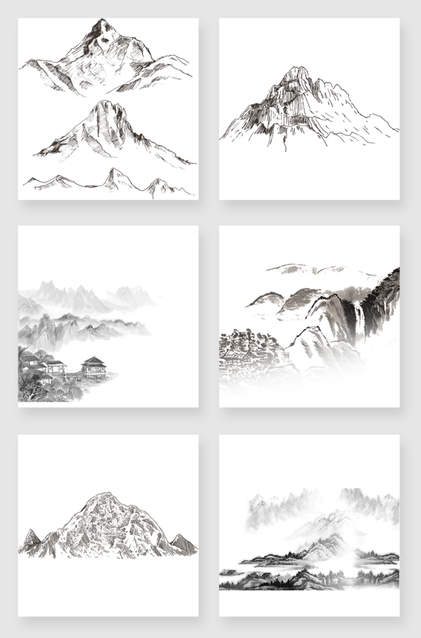 水墨山